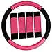 FH Group FB030115 Combo Light & Breezy Cloth Full Set Car Seat Covers (Airbag & Split Ready), Pink/Black- Fit Most Car, Truck, SUV, or Van