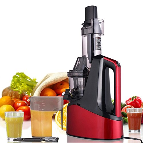 Click Here to See More Images Hindom Slow Masticating Juicer Extractor with Wide Chute - 1.2L Electric Power Anti-Oxidation Vertical Masticating Cold Press Juicer, Quiet Motor and High Nutrient Fruit and Vegetable Juice Extractor