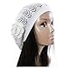 an Beret Beanie Hat Womens Fashion Lightweight Crochet Cutout Off White Net