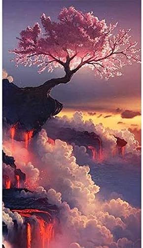 TINMI ARTS 5D Diamond Painting Full Round Kits for Adults DIY Mosaic Cross Stitch Pattern Handmade Embroidery Kits Wall Décor[18"X29" Cloud Pine Tree]