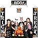 Chuangdi 4 Pieces Trick OR Treat Banner Halloween Porch Sign Outdoor Indoor Hanging Sign with Pumpkin Bat Skull Cat Spider Pattern for Halloween Gate Garden Home Party Decorations (Black)