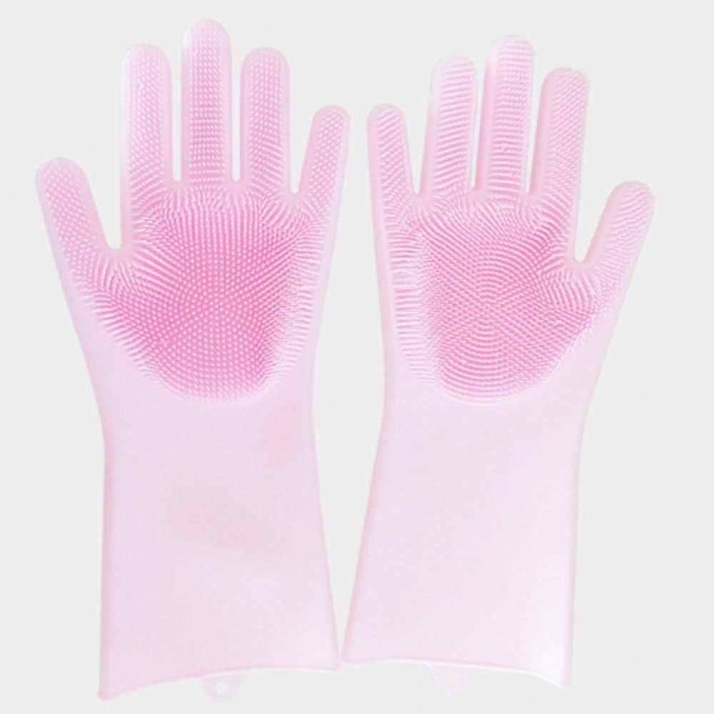 Gulunmun Fur Magic Pet Grooming Glove, Dog Cat Hair Remover Brush, Grooming, Deshedding & Massaging Tool with Enhanced Five Finger Design Pink