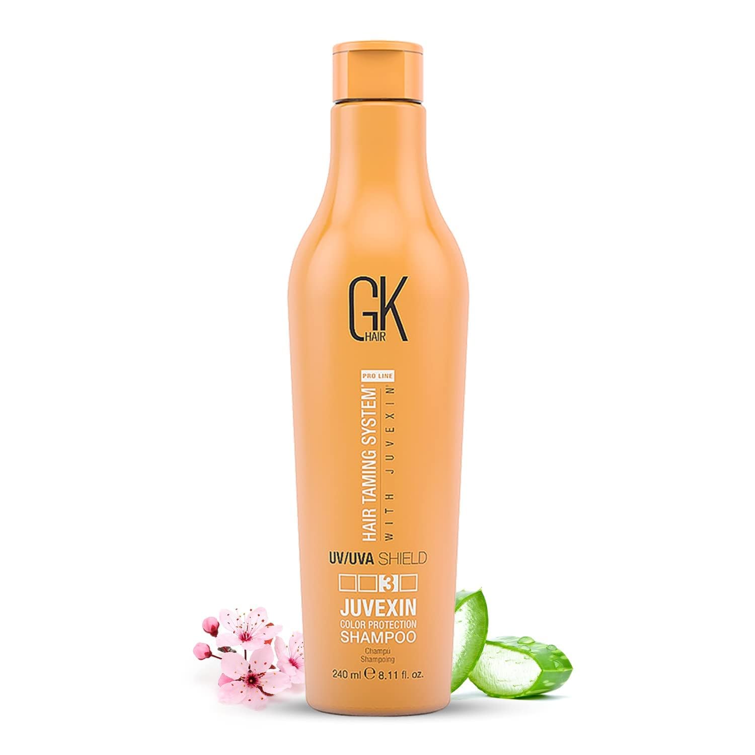 GK HAIR Global Keratin Sulfate Free Colored Shield Shampoo for Dry Deep Cleansing Moisturizing Treatment Heat Protection for Color Treated Dry Damaged Curly Frizzy 240ml