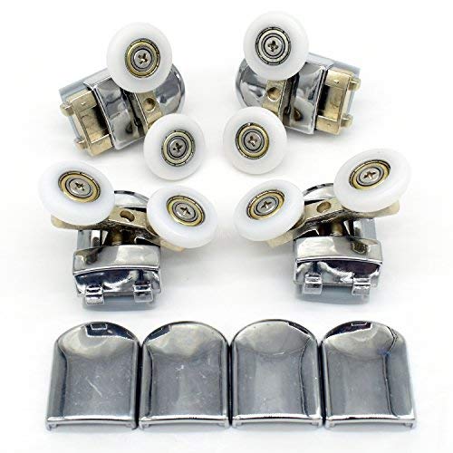 Twin Shower Door Rollers Runners Wheels Pulleys Wheel 20mm Diameter Top Bottom Bathroom Replacement Parts (20mm-4pcs)