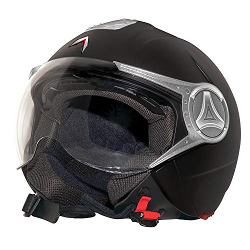 Mavox OX 11 Open Face Helmet With Dual Visor (MATT URBANE BLACK, L)