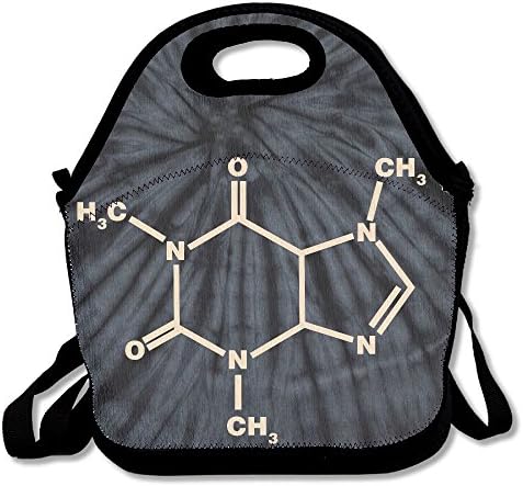 Onisea Yater Caffeine Molecule Molecular Structure Tie-dye Reusable Adjustable Waterproof Insulated Lunch Bag Lunch Tote Lunch Box For Adults Men Women Girls Boys Kids