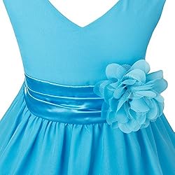 YiZYiF Kids Big Girls Double V Neck Flower Dress