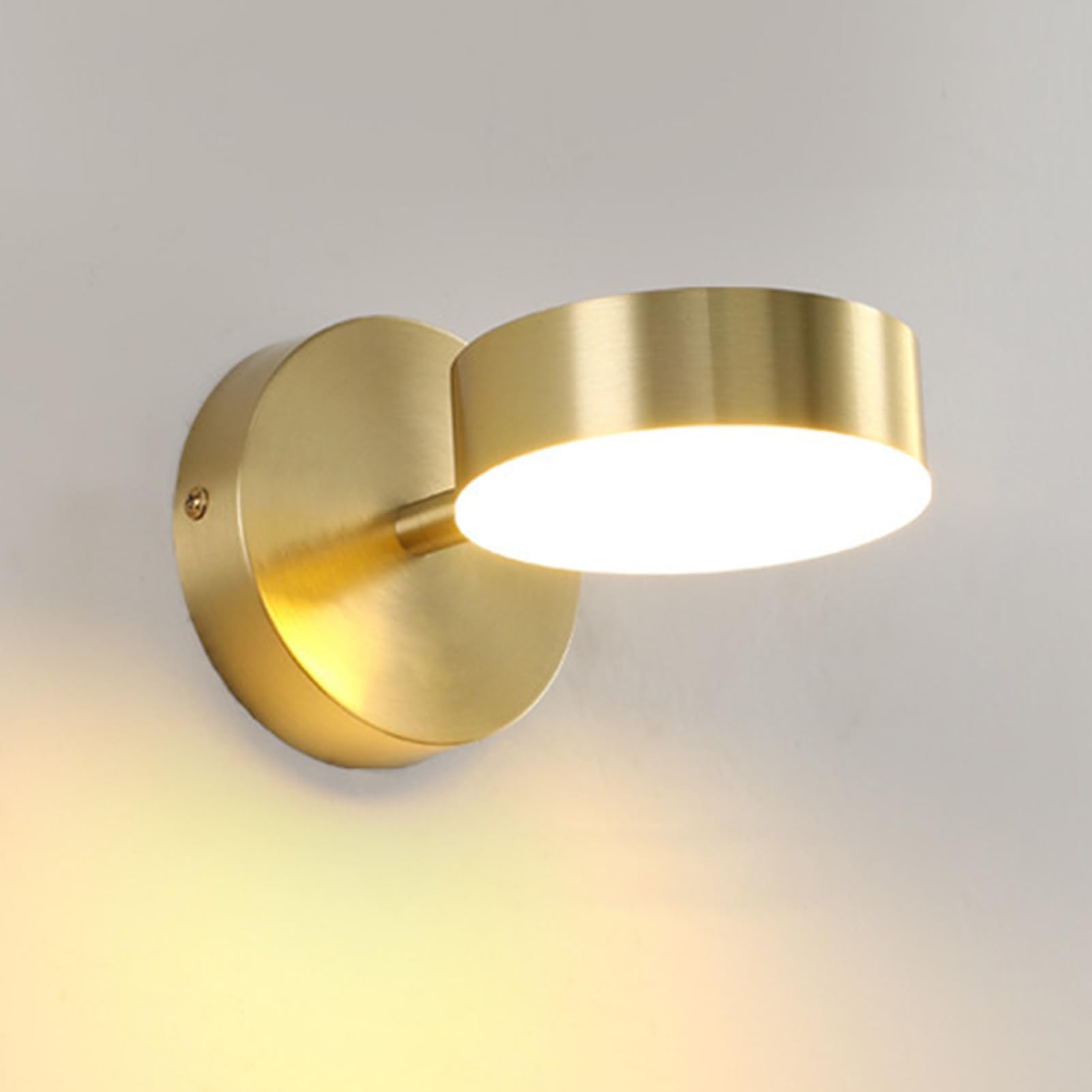 KRUIHAN LED Gold Wall Lights - 350° Rotatable Modern Minimalist Tri-Color Wall Sconce Lights for Bedside, Living Room, Bathroom, Bedroom, Hallway (Style B)