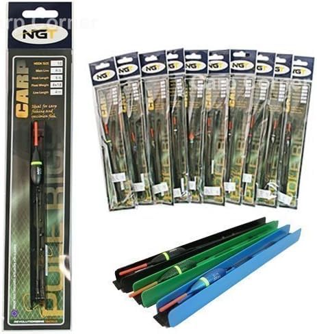 NGT 10 x Deluxe Pole Float Rigs - Match Fishing Tackle, Barbless Pre-Made Accessories, Floats