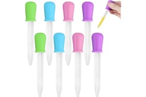8 Pcs Silicone Liquid Droppers, 5ML Plastic Eye Dropper Pipettes for Science Experiments Gummy Making Kitchen Candy Oil