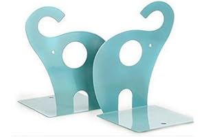 zmgmsmh one Pair Cute Cartoon Elephant Nonskid Bookends Art Bookend Metal Bookends (Blue)