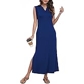 YVH Women's Slim Fit Maxi Dress 2025 Summer Sleeveless Casual Elegant Vacation Dress with Pockets