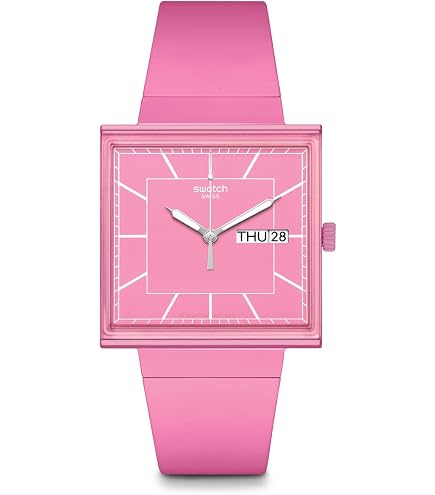 Unisex Casual Polymer Quartz Waterproof Watch 34mm Square Case Amazon.com: Swatch Square Bioceramic Unisex Watch Casual  main image 4