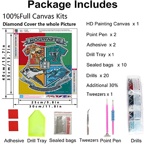 Diamond Painting Kits for Adults Harry Magic Boy Potter Diamond Painting Magic Badge Home Wall Decor 12x16inc