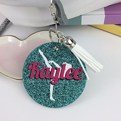 Young Gymnast Glitter Bag Tag, Personalized, Monogrammed with Your Name and Your Colors