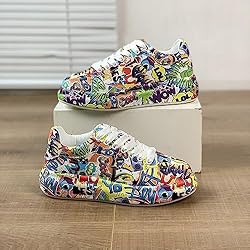Breathable Low-top Lace-up Graffiti Running Shoes
