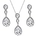 EVER FAITH Elegant Austrian Crystal Clear Zircon Jewelry Set for Bride Bridesmaid, Wedding Prom 8-Shape Necklace Earring Sets for Women Silver-Tone