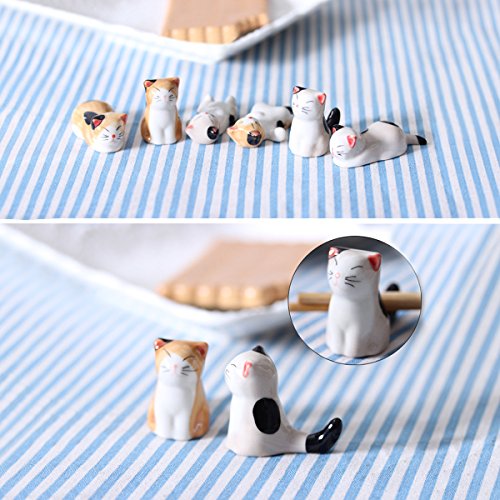 image for AUSPA 6pcs Chopsticks Holder, Cute Cat Chopsticks Rest Dinner Spoon St