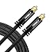 FIRBELY Digital Toslink Cable Optical Audio Cable-S/PDIF Fiber Optic with Metal Connectors Braided Jacket Black Cable for Sound Bar/TV Speakers 8 feet