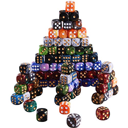 image for AUSTOR 100 Pieces 6 Sided Game Dice Set 10 Two Tone Colors Dice Round 