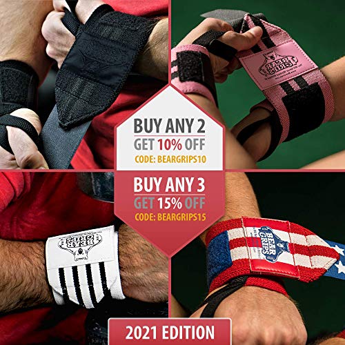 Bear Grips Wrist Wraps, Superior Wrist Wraps for Weightlifting Men & Women, Heavy Duty Lifting