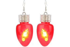 IZPACK Fashion LED Light Bulb Dangle Drop Earrings Color Bulbs Light Up Dangling Charm Glow in The Dark Huggie Hook Hoop Earring Stud Cute Jewelry Christmas Festival Gifts for Women BFF Hypoallergenic