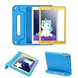 HDE Case for iPad 9.7-inch 2018 / 2017 Kids Shockproof Bumper Hard Cover Handle Stand w/ Built in Screen Protector for New Apple Education iPad 9.7 Inch (6th Gen) / 5th Generation iPad 9.7 Blue Yellow