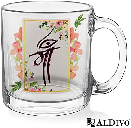 alDivo Mothers Day Gifts for Mom | Maa Printed Transparent Glass Mug (350 ml)