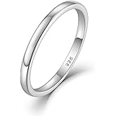 STARCHENIE Solid 925 Sterling Silver Wedding Band Ring, 2mm 3mm 4mm 5mm 6mm 7mm 8mm Width, Comfort Fit High Polish, for Men and Women