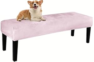 Vapor Fitness Velvet Bench Covers for Bed End, Kitchen & Dining - Stretch Rectangle Slipcovers, Dustproof & Washable Seat Protectors(Pink)