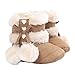 Voberry Baby Toddler Girls Knit Soft Winter Warm Snow Boot Fur Trimmed Pom Pom Boots (0~6M, Khaki)