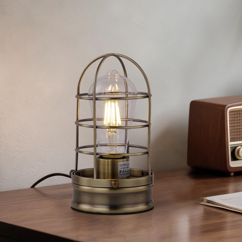 Photo 1 of Cerdeco Small Retro Bronze Vintage Table Lamp,Industrial Desktop Lamp for Bedside,Bar,Cafe,Bedroom,livingRoom,(Bulb Not Included)