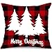 AENEY Farmhouse Christmas Pillow Covers 18x18 Set of 4 for Christmas Decor Buffalo Check Throw Pillows Black and Red Buffalo Plaid Christmas Decorations Decorative Throw Pillow Covers