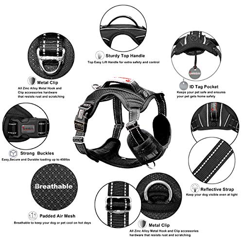 BARKBAY No Pull Dog Harness Large Step in Reflective Dog Harness with