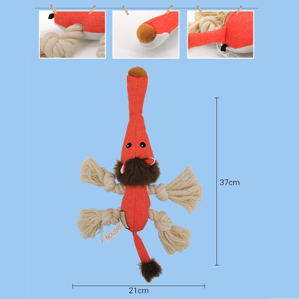 AXEN Cute Durable Cotton Rope Squeaky Boar Shaped Dog Toy for Aggressive Chewers, Grey Boar