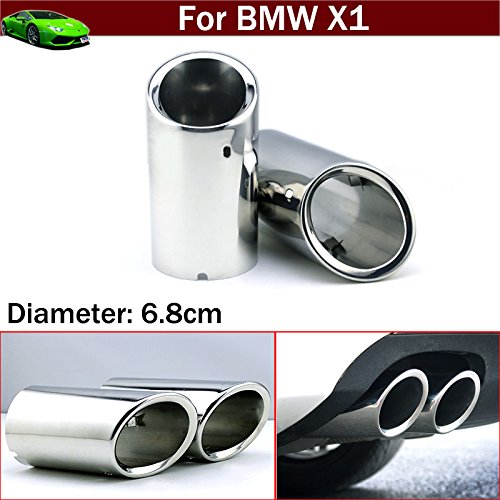 New 2pcs Silver Color Stainless Steel Tailpipe Exhaust Muffler Rear Tail Pipe Tip Cover Trim Custom Fit For BMW X1 2009 2010 2011 2012 2013 2014 2015 2016 2017 2018