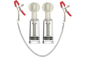 Nipple Clips Clamps and Nipple Suckers and Silver Chain for Women/Men Adjustable Pressure Breast Clamps Stainless Steel Non P