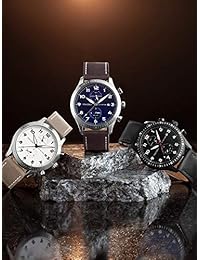 Reloj de pulsera de piloto de lujo para hombre Vincero - Banda de reloj de cuero italiano de grano superior - Reloj analógico de 44 mm - Movimiento de cuarzo japonés