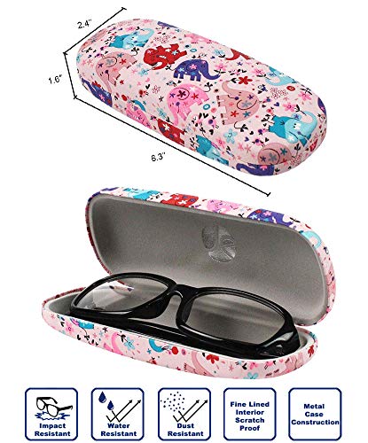 [4 PACK], JAVOedge Printed Elephant Pattern Durable Hard Clamshell Eyeglass Storage Case with Bonus Microfiber Cloth - Thumbnail 3