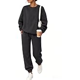 Shiketong Women's 2 Piece Matching Fall Lounge Set Sweatsuits | 2 Piece Lounge Set Women , Airport Travel Outfits, Comfy Athleisure Fall Winter Clothes ,wide Leg Palazzo Pants