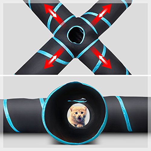 Myguru Cat Tunnel, Upgraded Collapsible 4 Way Crinkle Cat Toy Tube with