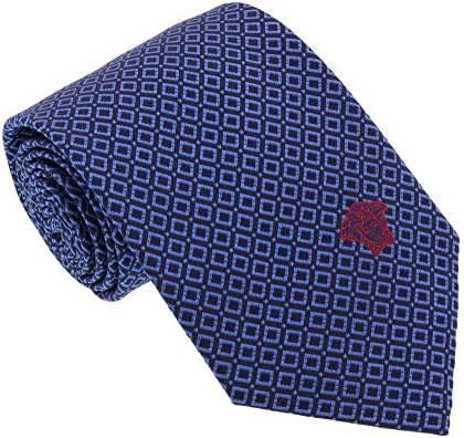 Versace Blue Woven Chain Grid Tie