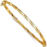 JewelryWeb 2.25mm 14k Solid Yellow Gold Polished Twisted Hinged Bangle Bracelet Cuff Bracelet for Women