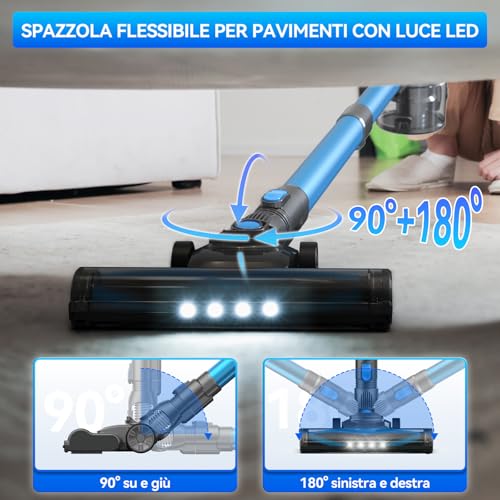 Ziaggnar Wireless Vacuum Cleaner, 6 in 1 Ultra-Light Wireless Electric Broom, 55 Minutes Runtime, Anti-Winding, Powerful Vacuum Cleaner for Floors/Carpets/Animal Hair