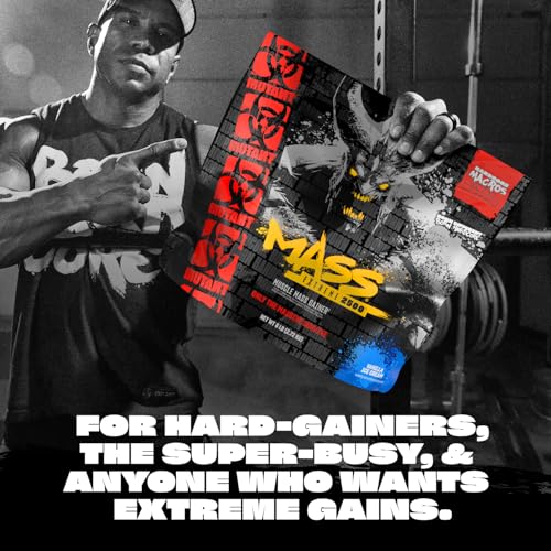 Mutant Mass Extreme GainerWhey Protein PowderBuild Muscle Size and StrengthHigh Density Clean Calories12 lbsTriple Chocolate