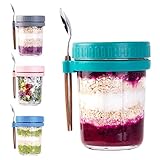 Overnight Oats Containers with Lids and Spoon, 4