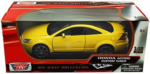73146yl/4 Motormax - Honda Accord Custom Tuner Hard Top (1:18, Yellow) 73146 Diecast Car Model 1 18 Vehicle Toy Auto Automobile Metal by caromedia
