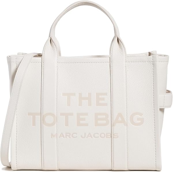 MARC JACOBS THE TOTE BAG ホワイト Marc Jacobs The Leather Medium Tote Bag - Cotton/Silver