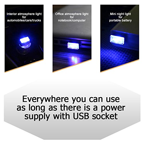 Rumfo 2Pcs Car USB Atmosphere Light, Mini USB Led Car Interior Ambient Lighting Decoration Night Light Automotive Decorative Led Lamp with USB Charging for All Cars Vehicle SUV Truck (Red) - Thumbnail 6