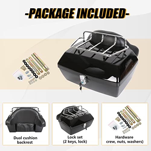 EGO Bike Black Motorcycle Trunk Tour Pack Luggage Compatible with